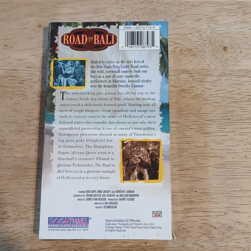 2/$8 Road to Bali VHS Tape